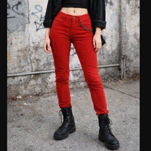 Gap 1969 Red Corduroy Skinny Legging Pants Size 25/0R Y2K Soft Grunge Whimsigoth